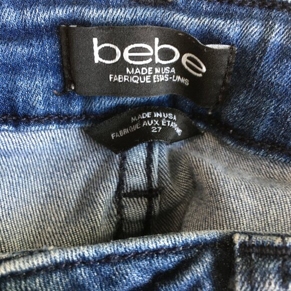 BEBE Medium Wash 5 Pocket Logo Hardware Slim Fit Skinny Jeans - Picture 2 of 12